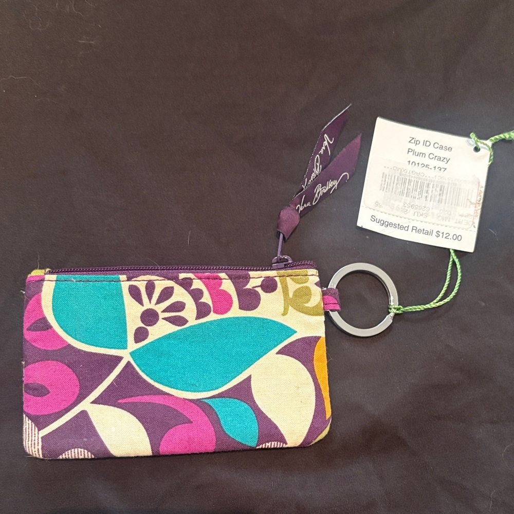 Vera Bradley Plum Crazy ID Case with Key Ring